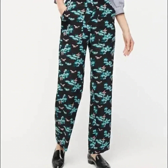 J.Crew Sz 8 Silk straight-leg pant in botanical bees print NWT - Picture 2 of 12